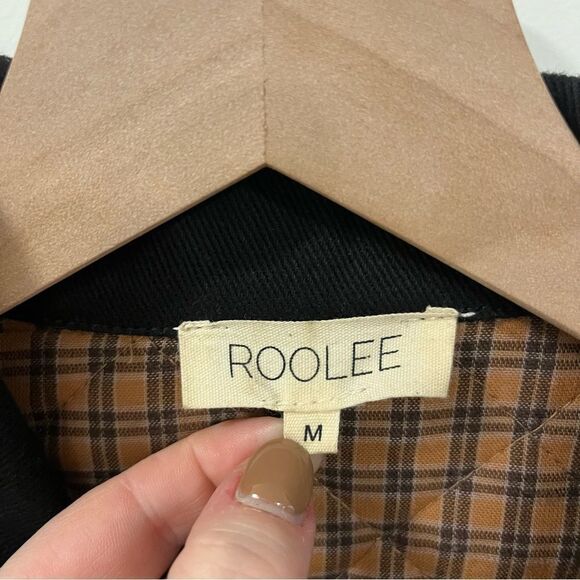 Roolee Quilted Black Denim Trucker Jacket Size Medium - Picture 6 of 9